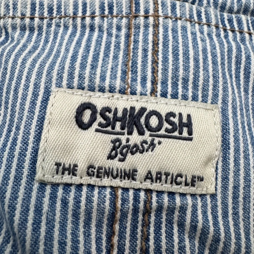 OshKosh B’Gosh Vestbak Baby Striped Denim Skirt Dress Overalls 18 Mo Railroad - Picture 2 of 7